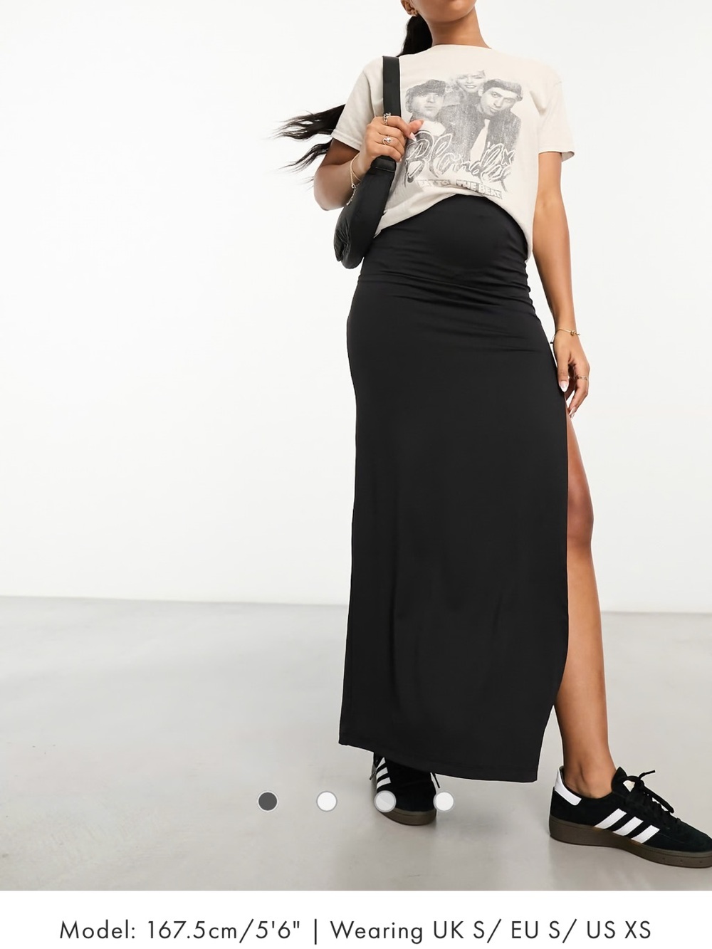 Bershka Black High-Waist Side-Slit Maxi Skirt
